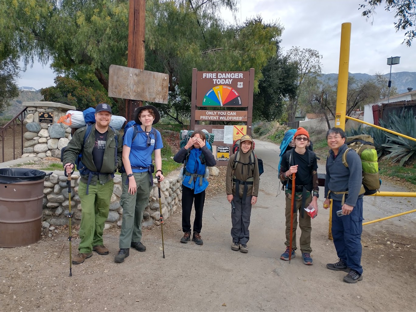 Photo of our troop at the entrance of the Gould Mesa Trail